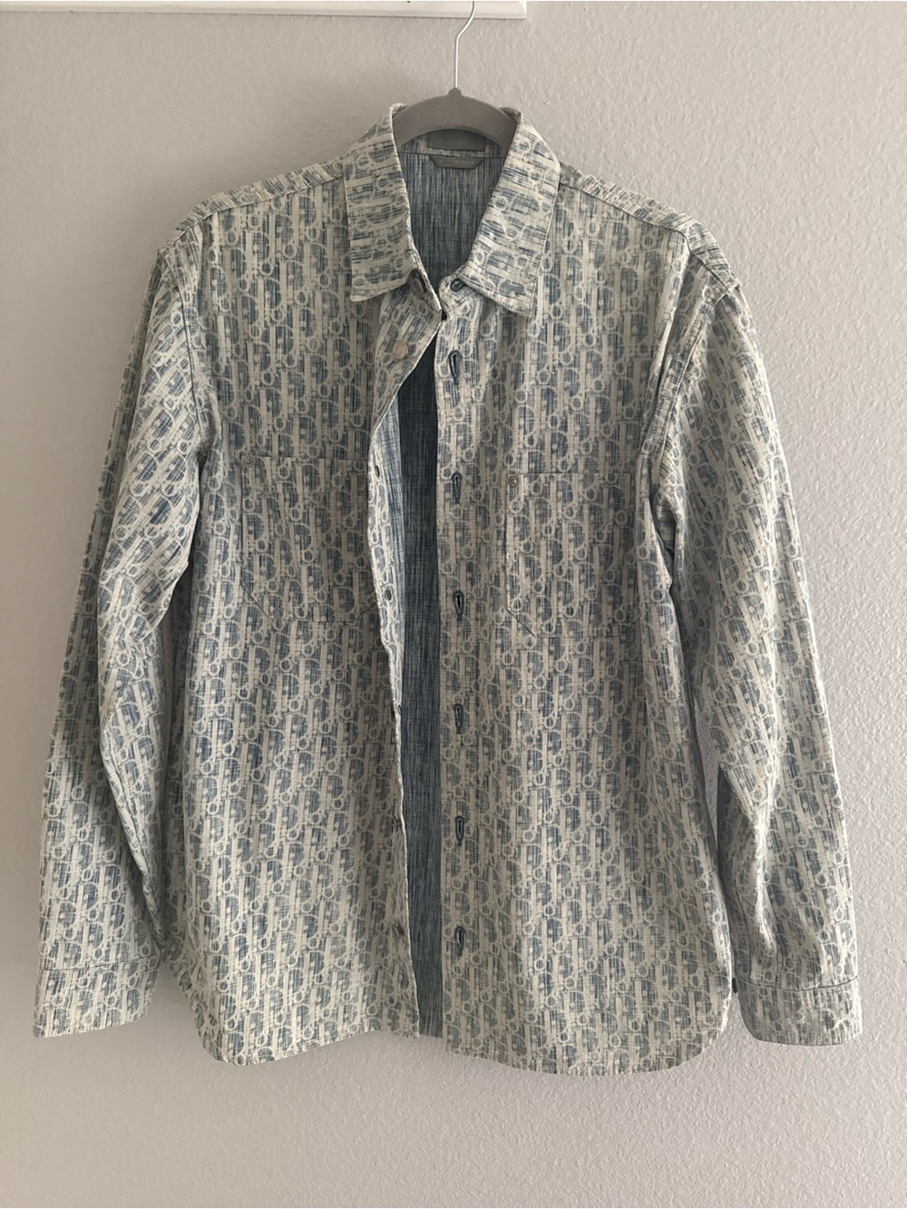 Dior Light Blue Monogram Button-Up Jacket